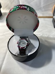 Isaac Mizrahi Live! Ceramic Watch With Floral Printed Bezel Black Brand New