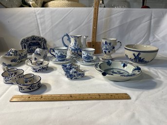 Lot Of Blue Delftware Decor Items Most Marked Hand Painted Blue Made In Holland. Please See Photos.