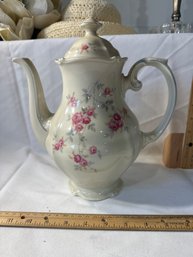 Vintage Hutschenreuther Paul Miller Tea Pot Pink Roses, Blue Trim See Photos