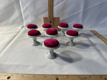 Lot Of 9 New Vintage Signed Limoges France Floral Roses Sew Needle Pin Cushion 2-1/8' X 2-1/8'