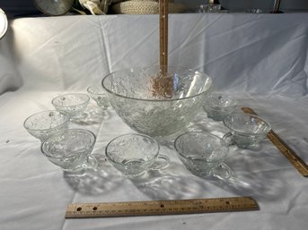 Vintage Princess House Fantasia Punch Bowl With 8 Cups Excellent