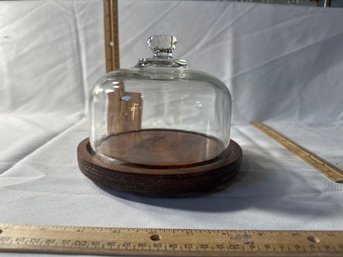 Vintage Goodwood Cheese Tray Cloche Glass Dome Wood