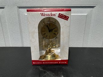 Vintage Westclox Anniversary Clock Made In Germany Glass Dome Pendulum German New In Box