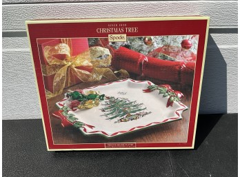 NEW SPODE Christmas Tree Ribbons Square Platter In Original Packaging 11.3 Inch