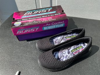 Skechers Burst With Air Cooled, Memory Foam Micro Boost, One Up Black Womans Size 9 New In Box