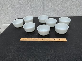 Set Of 8 Vintage Anchor Hocking Milk Glass Dessert Bowls