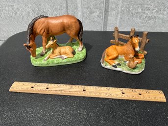 Lot Of 2 Vintage Homco Horse Porcelain Bisque Figurines