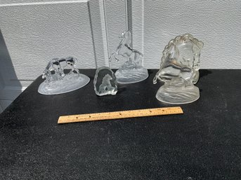 Set Of 5 Vintage Glass Horse Figurines