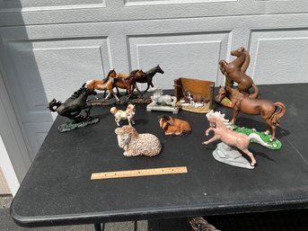 Large Lot Of Assorted Vintage Horse Figurines