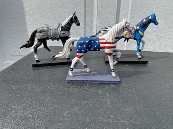 Lot Of 3 Vintage Hand Crafted Horse Figurines