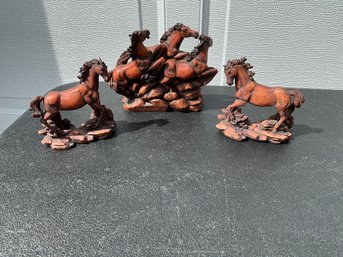 3 Vintage Tone SMC Horse Figurines