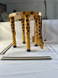 Vintage Painted Wooden Giraffe Table Plant Stand