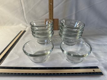 Vintage L'OVENWARE 10 Custard Cups, 6oz Plus Lidded 1.5 Quart Casserole Dish Clear Thick Glass