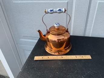 Vintage Himark Tea Kettle Copper / Brass Teapot Retro Ceramic Handle