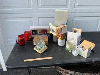 Large Lot Of Candles And Candle Holders