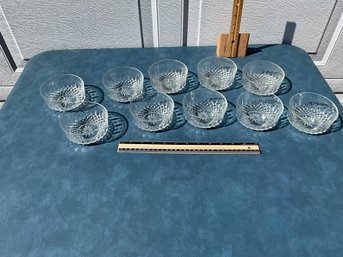 10 Vintage Arcoroc USA 4 Inch Diamond Starburst Clear Glass Desert Bowls