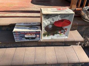 Vintage Westbend Slow Cooker And Electric Wok New In Box