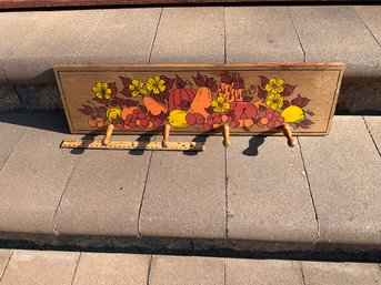 Wood Mid Century Hooks Wall Decoration Storage Vintage