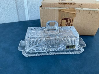 Vintage Bleik Ristall Crystal Lidded Butter Dish New In Box