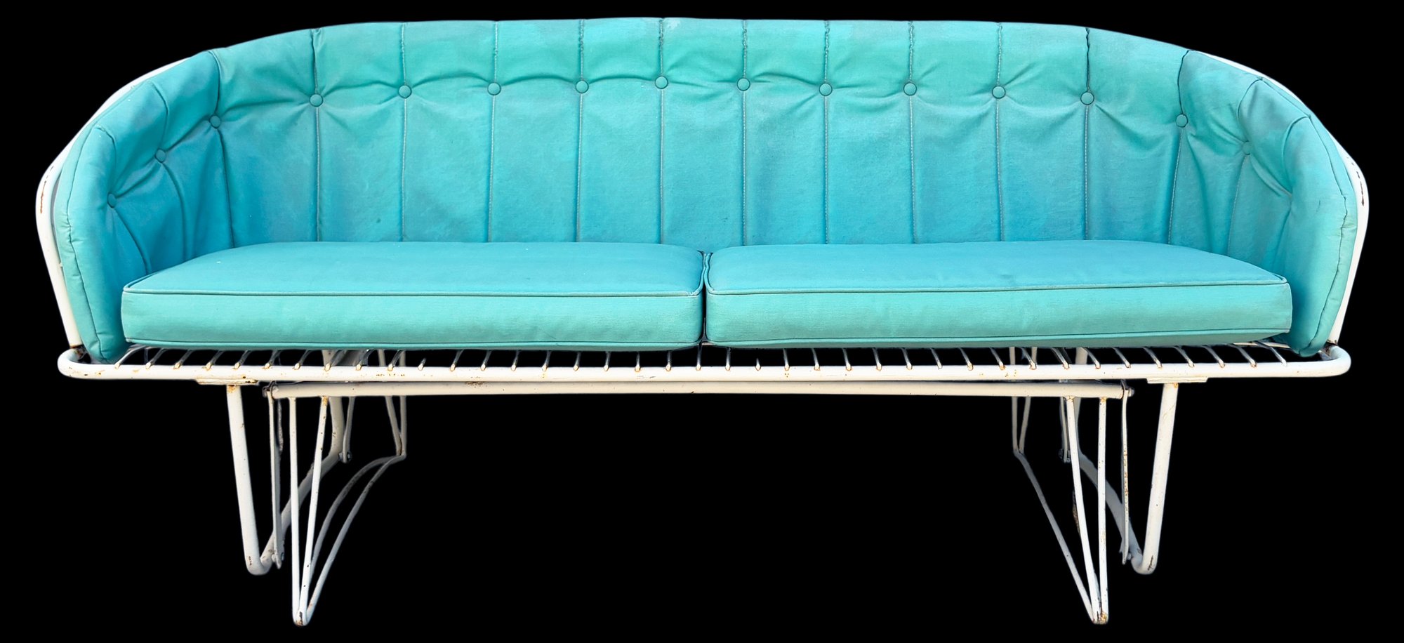 Vintage Mid Century Homecrest Outdoor Patio Glider Sofa With Teal ...