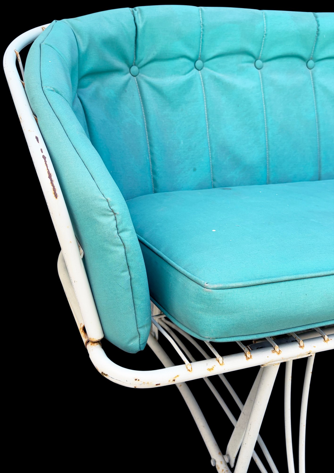 Vintage Mid Century Homecrest Outdoor Patio Glider Sofa With Teal
