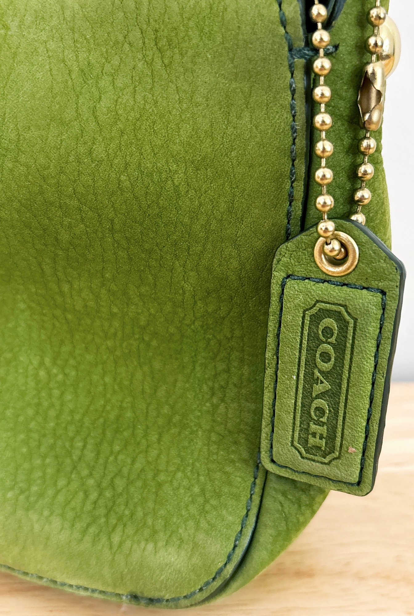 Vintage Y2K Coach Chelsea Hobo Green Suede Shoulder Bag #41151