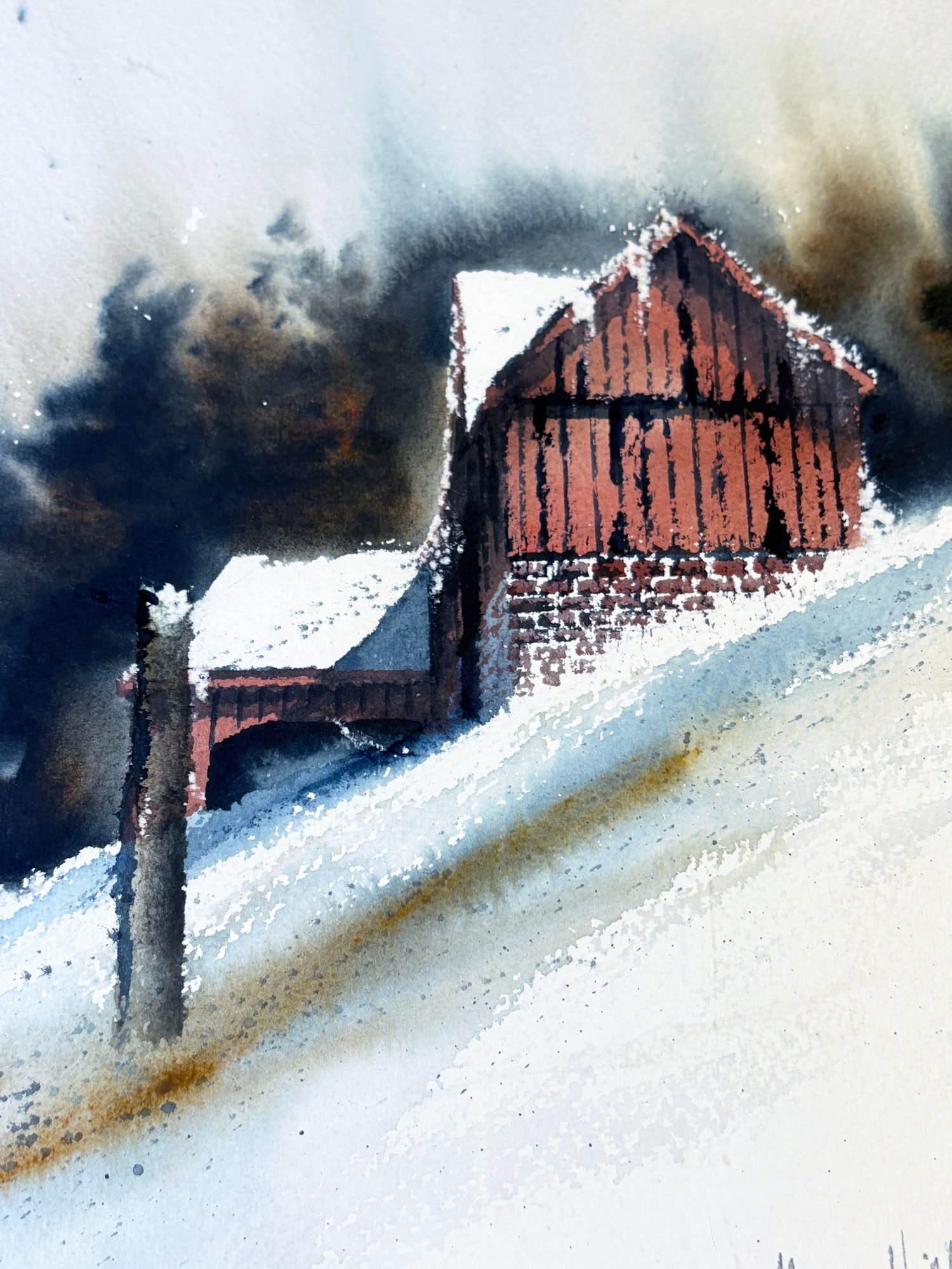 Original Watercolor Painting Of Cabin By Artist Marvin Hall #36564 ...