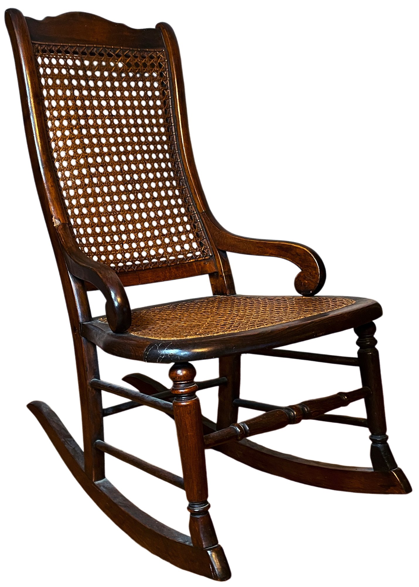 Vintage Caned Rocking Chair #27268 | Auctionninja.com
