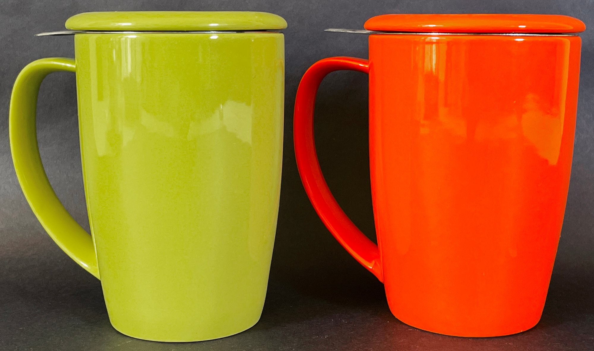 2 Colorful For Life Tea Mugs W/ Tea Strainers And Lids 27700