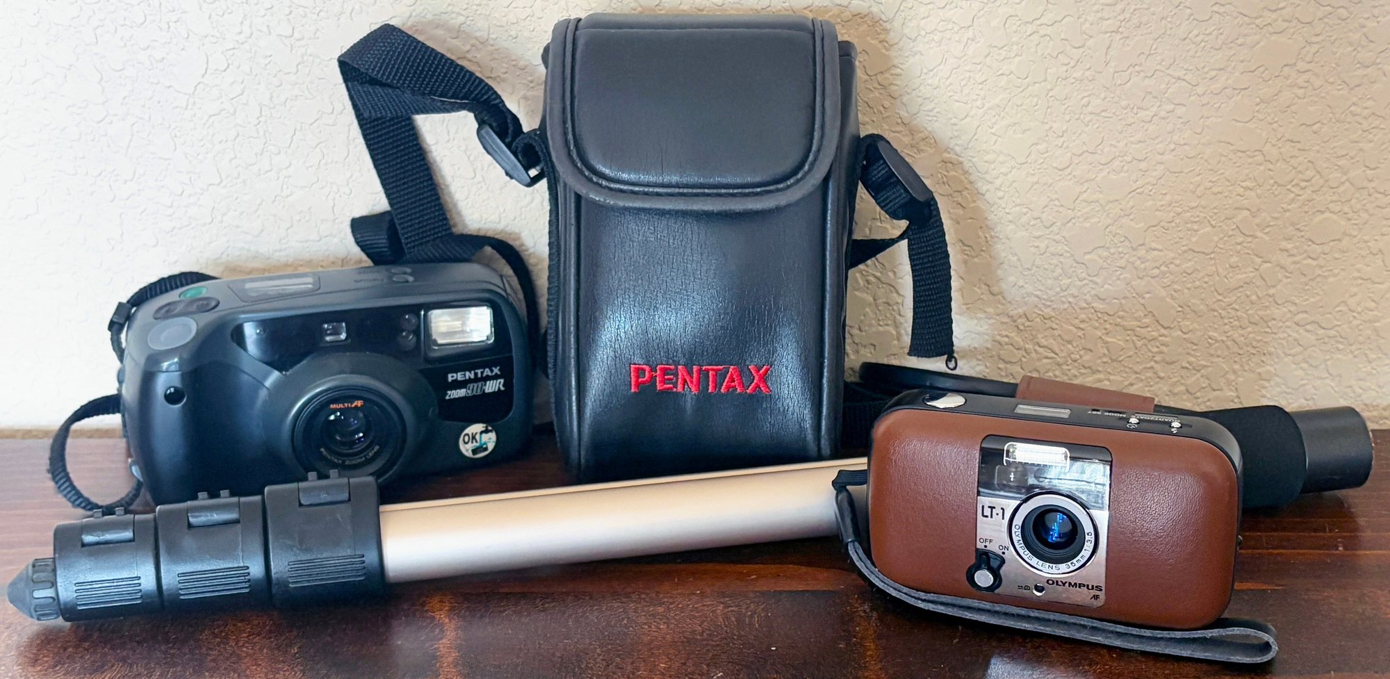 Pentax Camera, Olympus Camera And Promaster 1600 Camera Stand #35383 ...