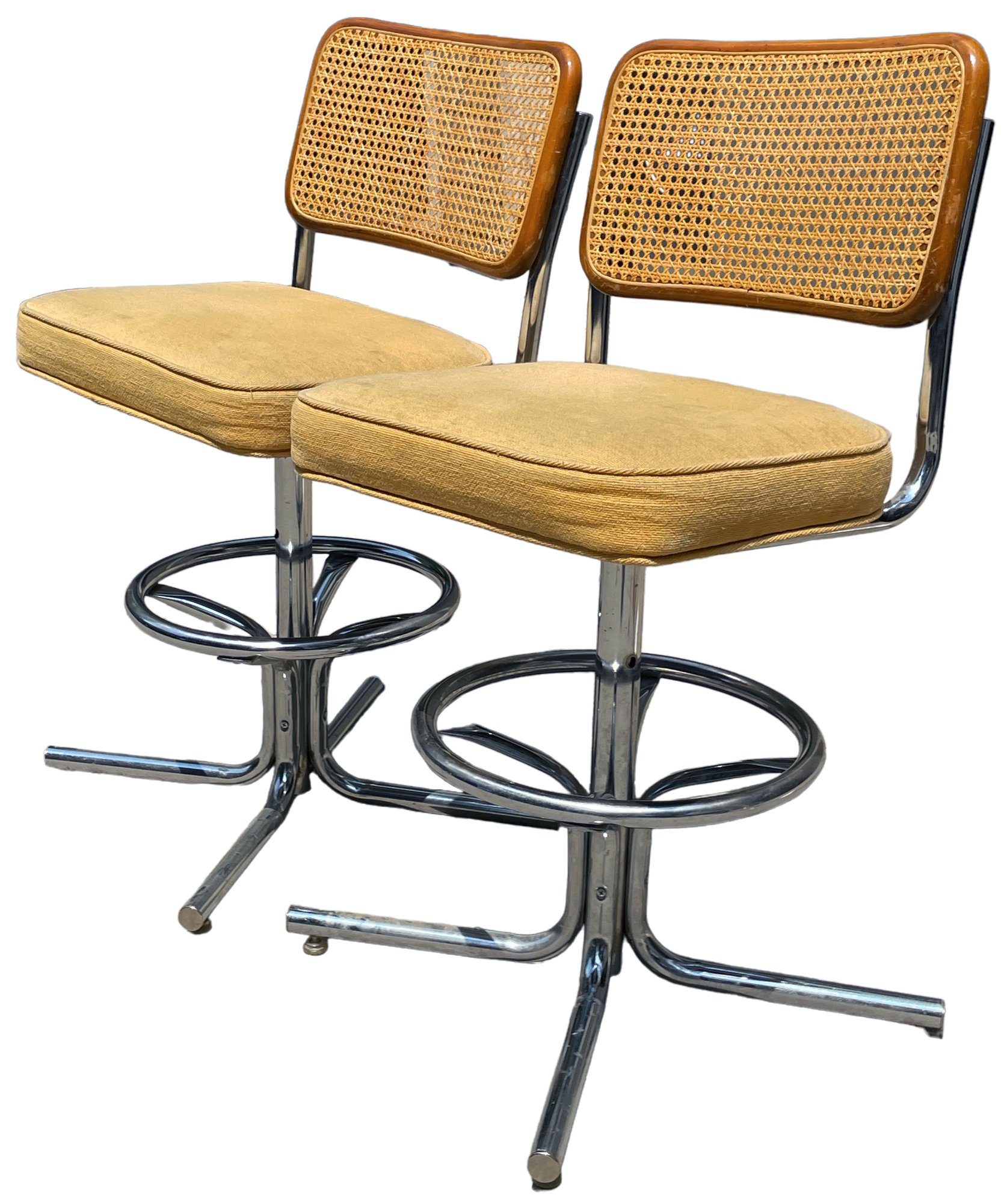 2 Vintage Canned Back Bar Stools In The Style Of Cesca Chairs #26416 ...