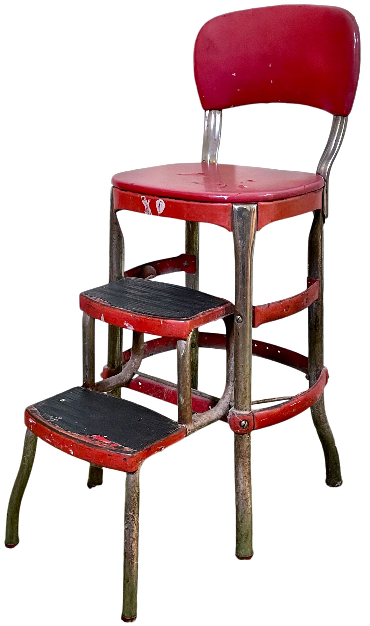 Vintage Cosco Red Step Ladder Stool - As Is #28027 | Auctionninja.com