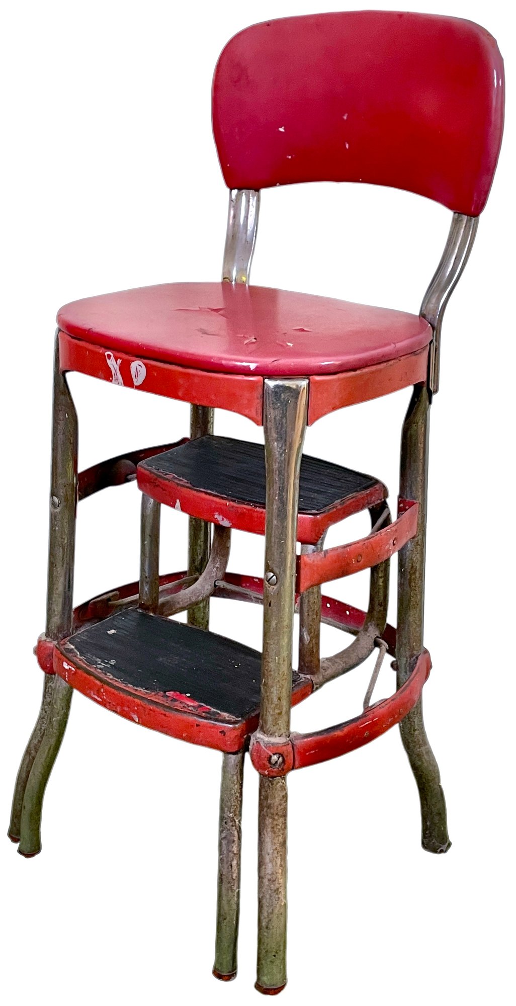 Vintage Cosco Red Step Ladder Stool - As Is #28027 | Auctionninja.com