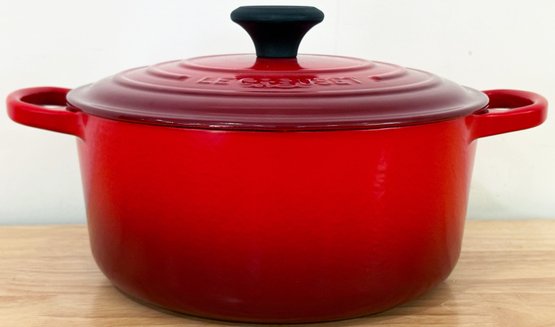 Le Creuset Red Enameled Cast Iron Round Dutch Oven