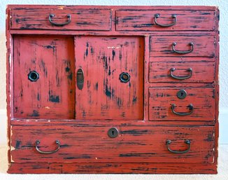 Vintage To Antique Japanese Tansu Traditional Mobile Storage Chest