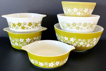 Vintage Pyrex Spring Garden Nesting Bowls, 403, 402, 401 & Casseroles With 1 Lid