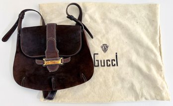 Vintage Gucci Brown Suede Shoulder Bag, As Is