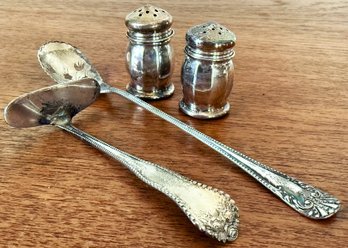 Vintage Sterling Individual Shakers, Crumber, And More