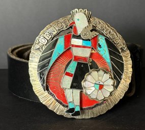 Amazing Sterling And Stone Inlay Belt Buckle By Sweetbird Studio