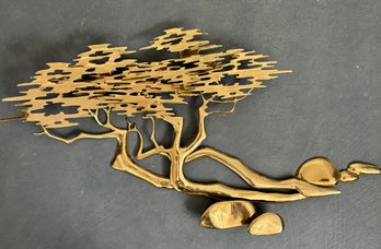Amazing Vintage 1980s Large Bijan Brass Bonsai Wall Art