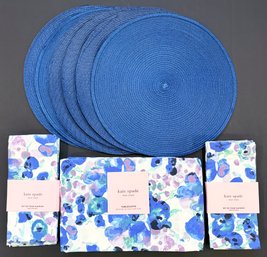 Kate Spade Cotton Table Cloth And 2 Sets Of 4 Napkins New And 6 Round Blue Place Mats