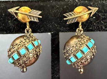 Unique Globe Earrings On 10k Gold Screwbacks