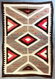 Vintage Navajo Rug With Diamond And Pyramid Patterns Circa 1950