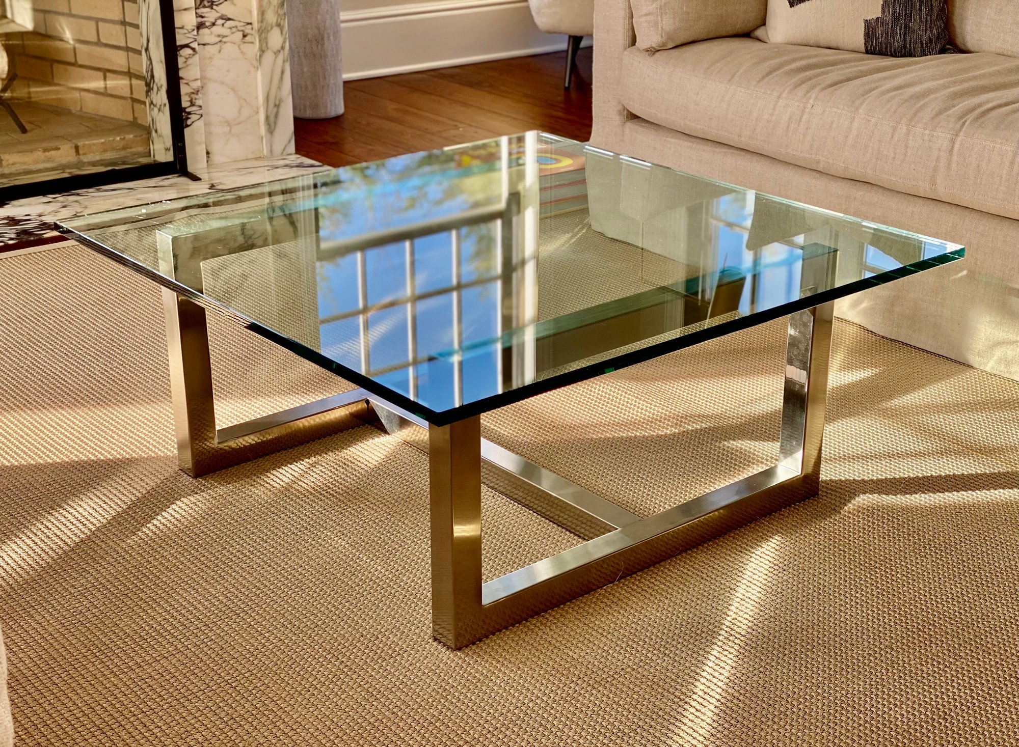 20th Century Square Glass & Chrome Coffee Table #1211 | Auctionninja.com