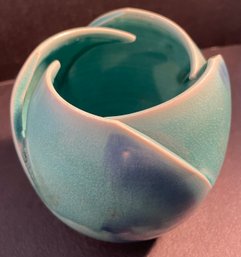 Vintage Signed Russel Spillmann Art Pottery Vase - Flower Petal Design, 4.5'