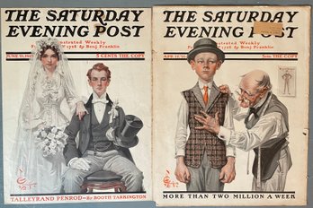 2 SATURDAY EVENING POST 1910s J.C. Leyendecker Original Covers