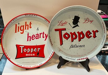 Set Of Two Vintage Topper Beer Serving Trays