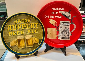 Set Of Two Serving Trays-Jacob Ruppert Beer Ale & Utica Club