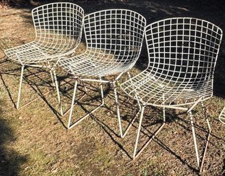 Vintage Bertoia White Wire Side Chairs By KNOLL