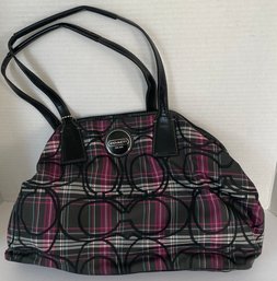 Vintage Coach Signature Tartan Plaid Pink & Black Satchel Purse F17669
